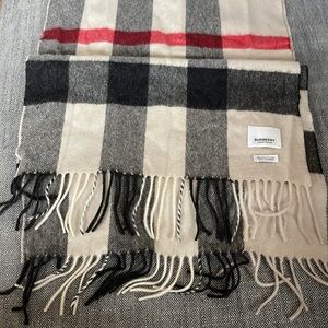 Burberry Black Half Mega Check Cashmere Scarf/Wrap